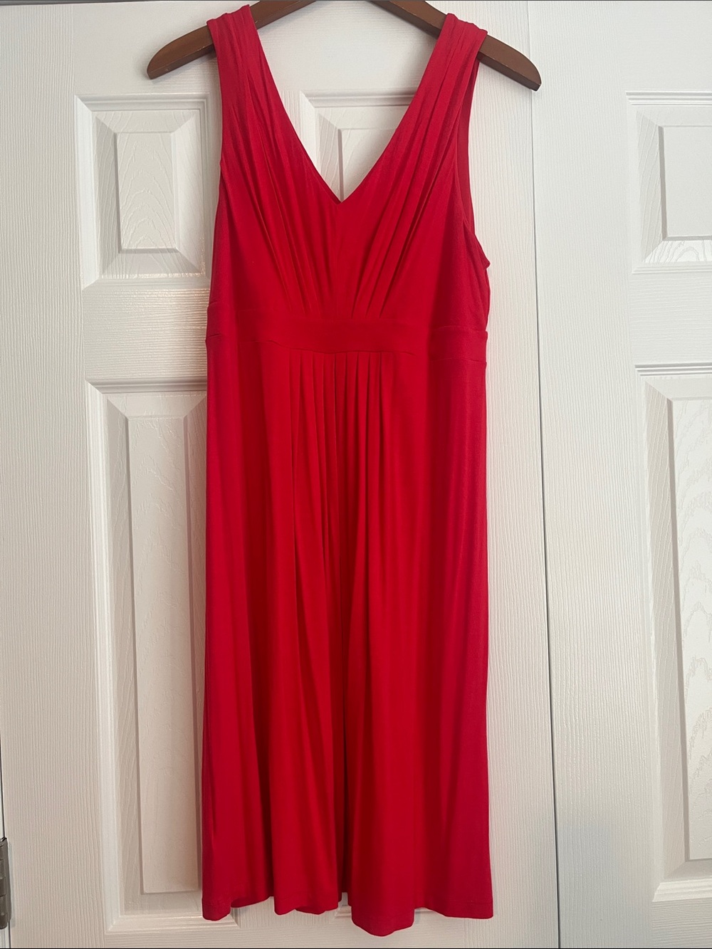 LOFT Bright Red V-Neck Sleeveless Dress